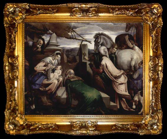 framed  Jacopo Bassano Anbetung der Heiligen Drei Konige, ta009-2
